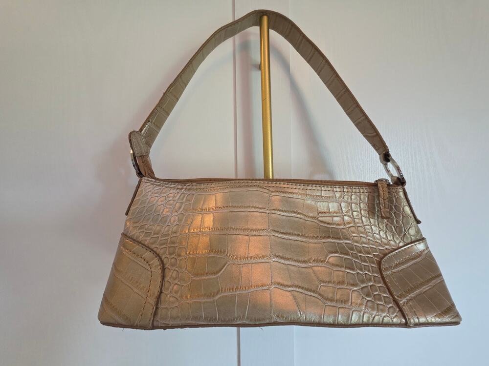 Vintage Y2K Tommy Hilfiger Metalic Crocodile Embossed Shoulder Bag